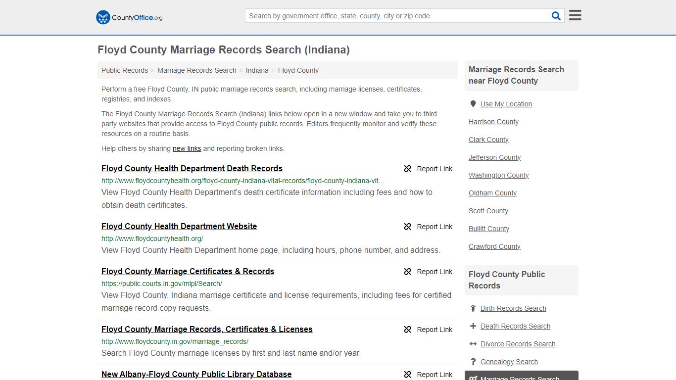 Floyd County Marriage Records Search (Indiana) - County Office