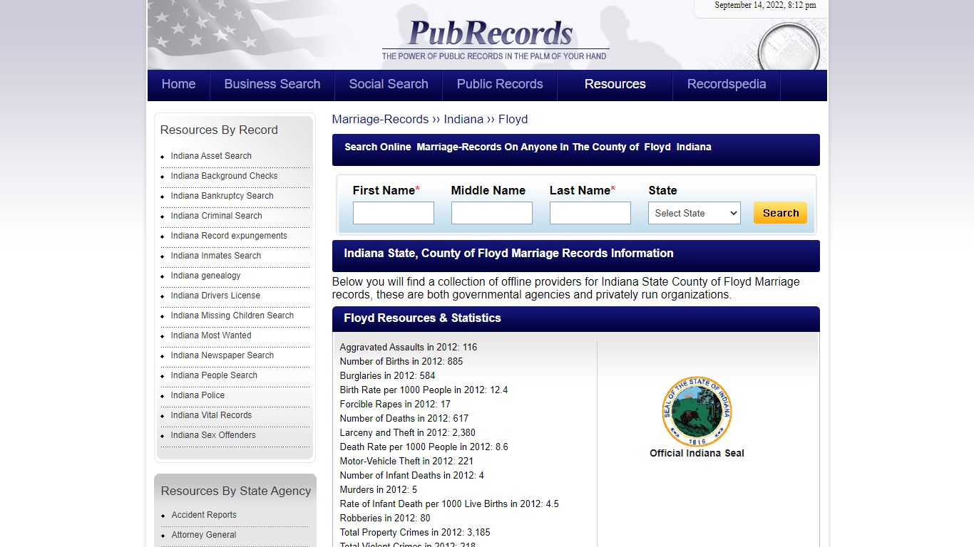 Floyd County, Indiana Marriage Records